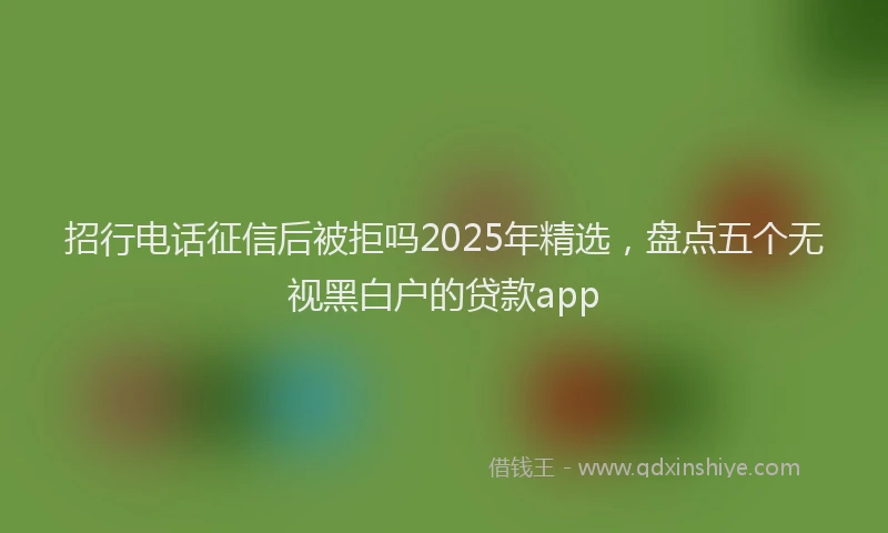 招行电话征信后被拒吗2025年精选，盘点五个无视黑白户的贷款app