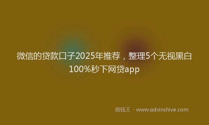 微信的贷款口子2025年推荐，整理5个无视黑白100%秒下网贷app