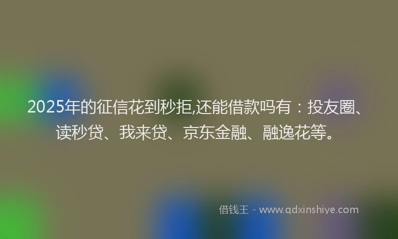 2025年的征信花到秒拒,还能借款吗有：投友圈、读秒贷、我来贷、京东金融、融逸花等。