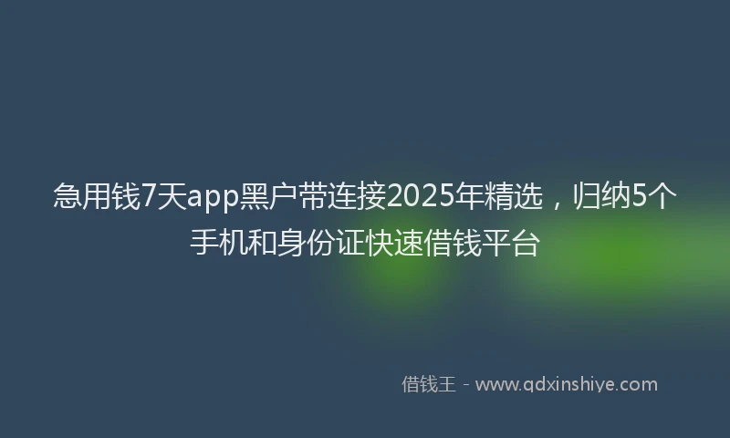 急用钱7天app黑户带连接2025年精选，归纳5个手机和身份证快速借钱平台