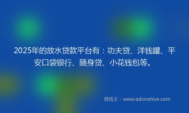2025年的放水贷款平台有：功夫贷、洋钱罐、平安口袋银行、随身贷、小花钱包等。