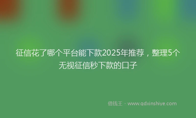 征信花了哪个平台能下款2025年推荐，整理5个无视征信秒下款的口子