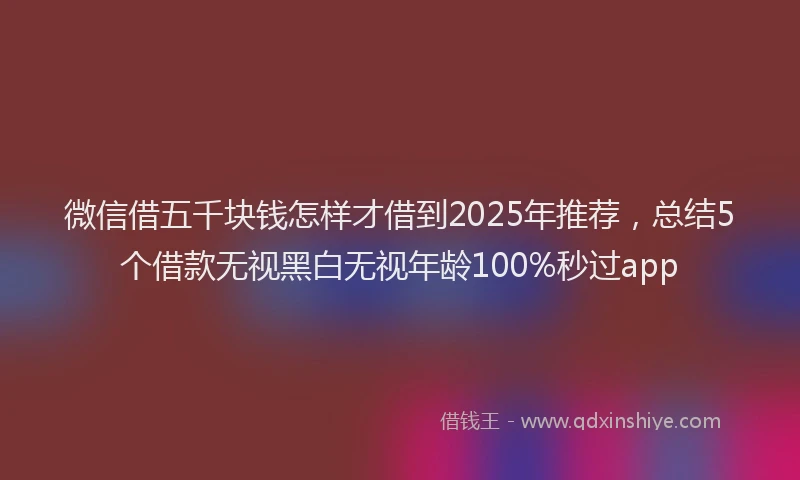 微信借五千块钱怎样才借到2025年推荐，总结5个借款无视黑白无视年龄100%秒过app