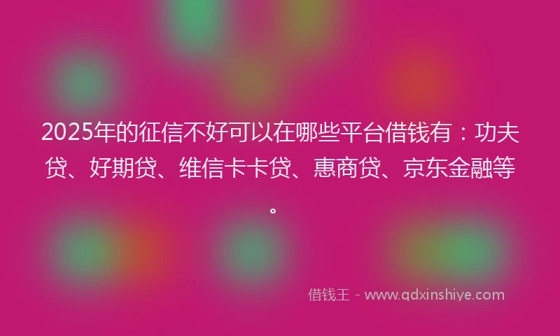 2025年的征信不好可以在哪些平台借钱有：功夫贷、好期贷、维信卡卡贷、惠商贷、京东金融等。