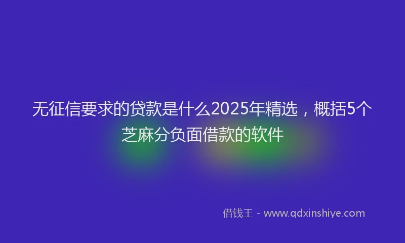 无征信要求的贷款是什么2025年精选，概括5个芝麻分负面借款的软件