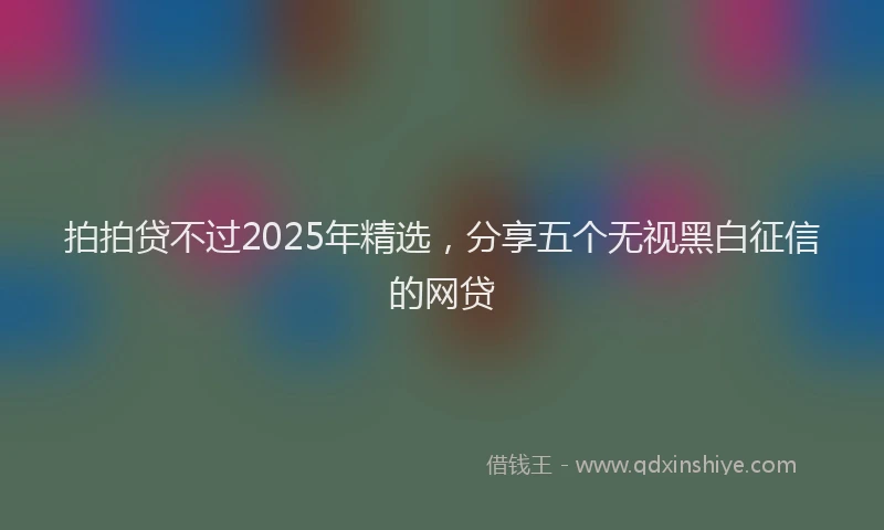 拍拍贷不过2025年精选，分享五个无视黑白征信的网贷