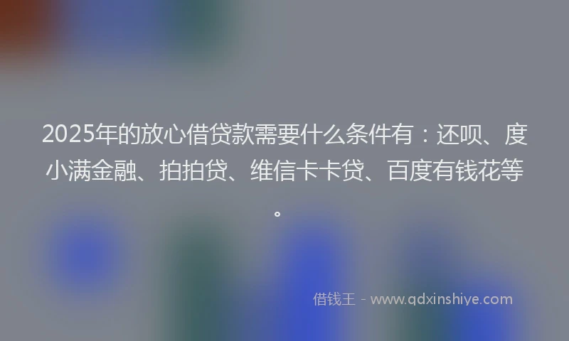 2025年的放心借贷款需要什么条件有：还呗、度小满金融、拍拍贷、维信卡卡贷、百度有钱花等。