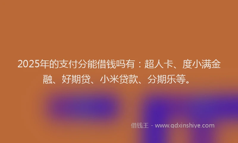 2025年的支付分能借钱吗有：超人卡、度小满金融、好期贷、小米贷款、分期乐等。