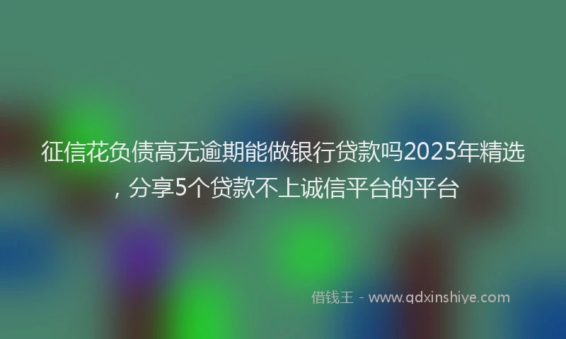 征信花负债高无逾期能做银行贷款吗2025年精选，分享5个贷款不上诚信平台的平台