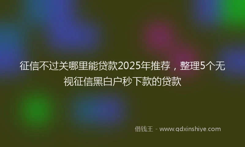 征信不过关哪里能贷款2025年推荐，整理5个无视征信黑白户秒下款的贷款