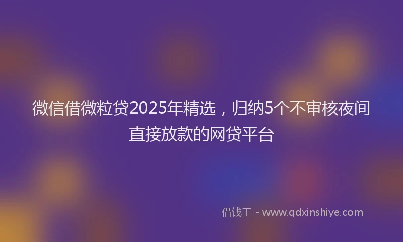 微信借微粒贷2025年精选，归纳5个不审核夜间直接放款的网贷平台