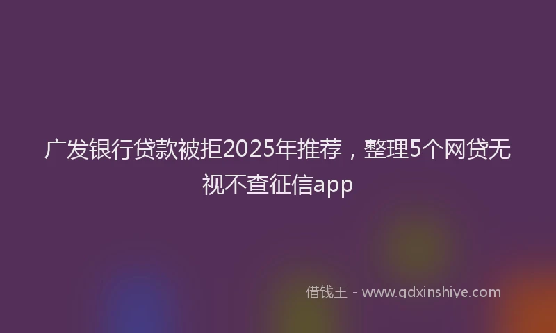 广发银行贷款被拒2025年推荐，整理5个网贷无视不查征信app
