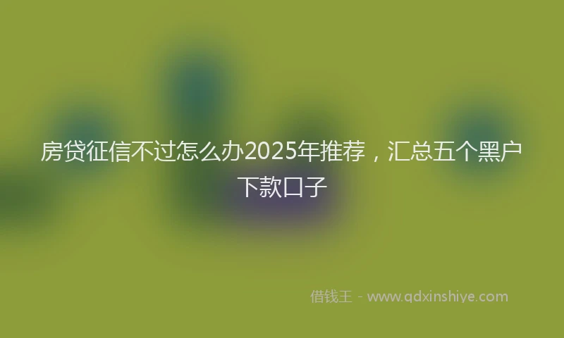 房贷征信不过怎么办2025年推荐，汇总五个黑户下款口子