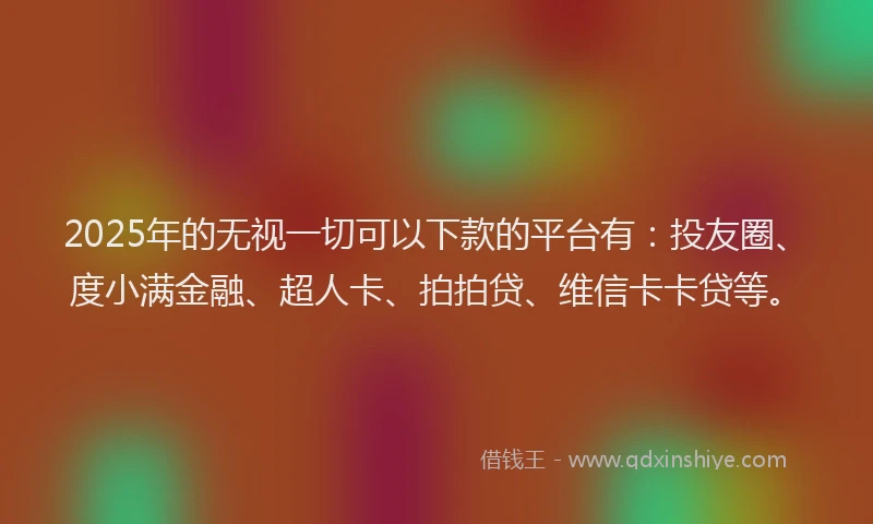 2025年的无视一切可以下款的平台有：投友圈、度小满金融、超人卡、拍拍贷、维信卡卡贷等。