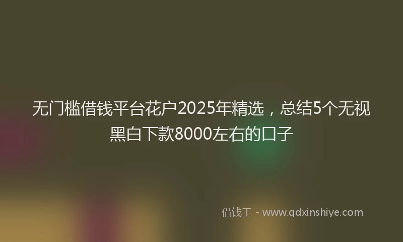 无门槛借钱平台花户2025年精选，总结5个无视黑白下款8000左右的口子