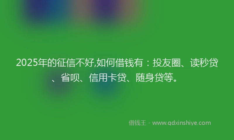 2025年的征信不好,如何借钱有：投友圈、读秒贷、省呗、信用卡贷、随身贷等。