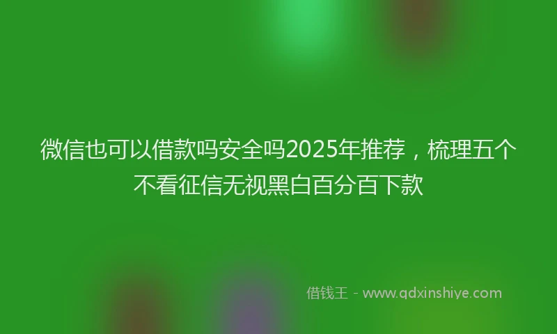 微信也可以借款吗安全吗2025年推荐，梳理五个不看征信无视黑白百分百下款