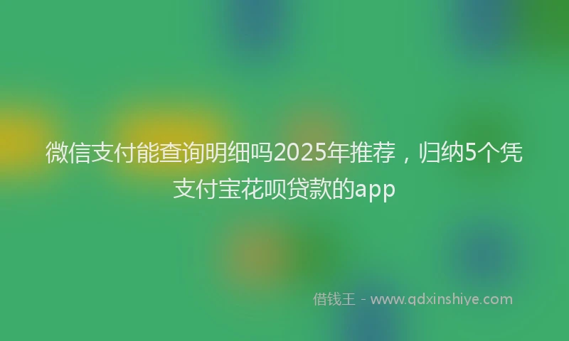 微信支付能查询明细吗2025年推荐，归纳5个凭支付宝花呗贷款的app