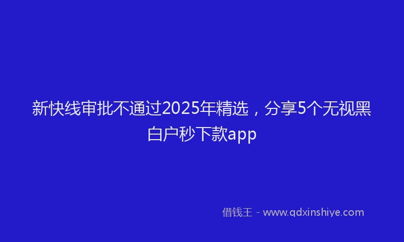 新快线审批不通过2025年精选，分享5个无视黑白户秒下款app