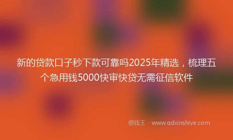 新的贷款口子秒下款可靠吗2025年精选，梳理五个急用钱5000快审快贷无需征信软件
