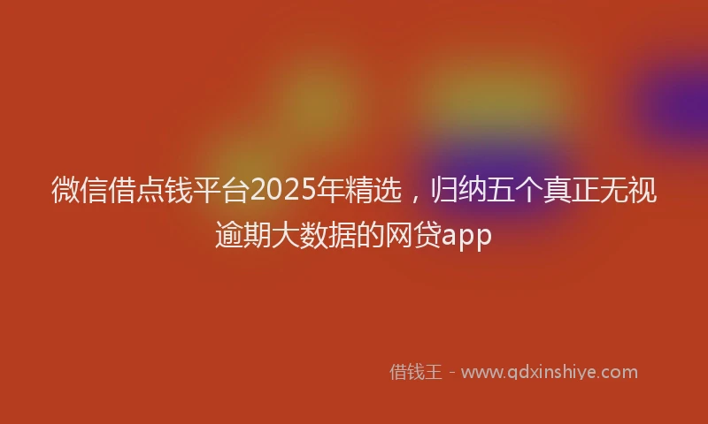 微信借点钱平台2025年精选，归纳五个真正无视逾期大数据的网贷app
