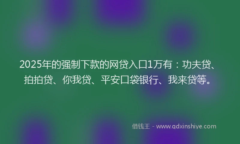 2025年的强制下款的网贷入口1万有：功夫贷、拍拍贷、你我贷、平安口袋银行、我来贷等。