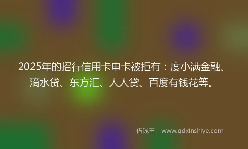 2025年的招行信用卡申卡被拒有：度小满金融、滴水贷、东方汇、人人贷、百度有钱花等。