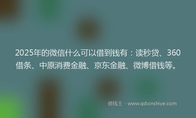 2025年的微信什么可以借到钱有：读秒贷、360借条、中原消费金融、京东金融、微博借钱等。