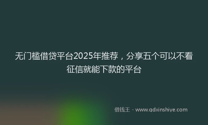 无门槛借贷平台2025年推荐，分享五个可以不看征信就能下款的平台