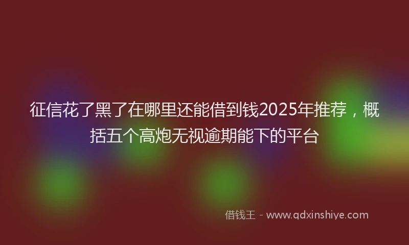 征信花了黑了在哪里还能借到钱2025年推荐，概括五个高炮无视逾期能下的平台
