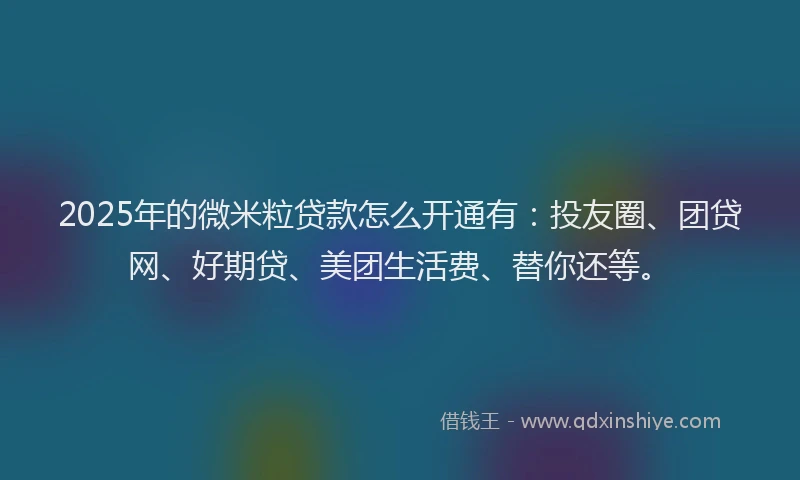 2025年的微米粒贷款怎么开通有：投友圈、团贷网、好期贷、美团生活费、替你还等。
