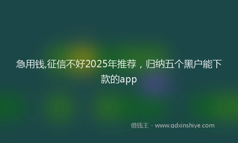 急用钱,征信不好2025年推荐，归纳五个黑户能下款的app