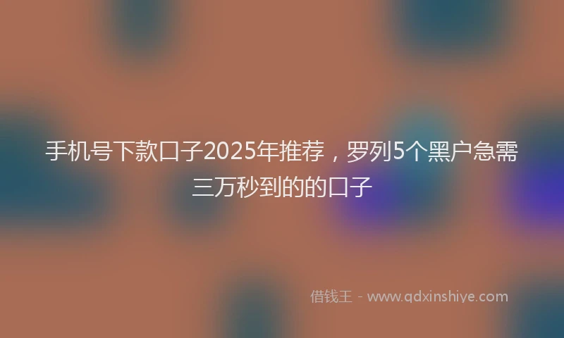 手机号下款口子2025年推荐，罗列5个黑户急需三万秒到的的口子
