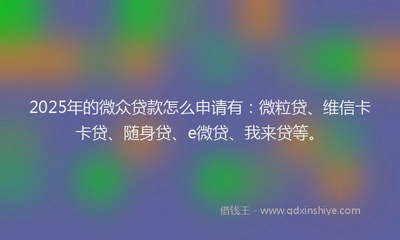 2025年的微众贷款怎么申请有：微粒贷、维信卡卡贷、随身贷、e微贷、我来贷等。