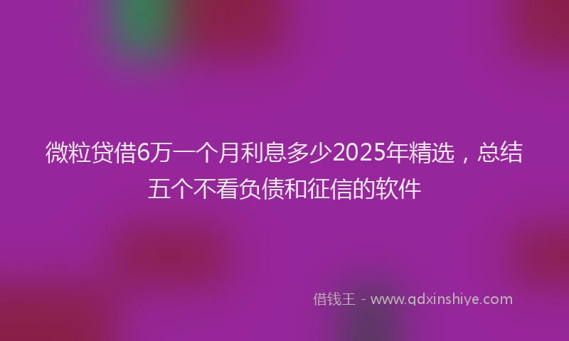 微粒贷借6万一个月利息多少2025年精选，总结五个不看负债和征信的软件