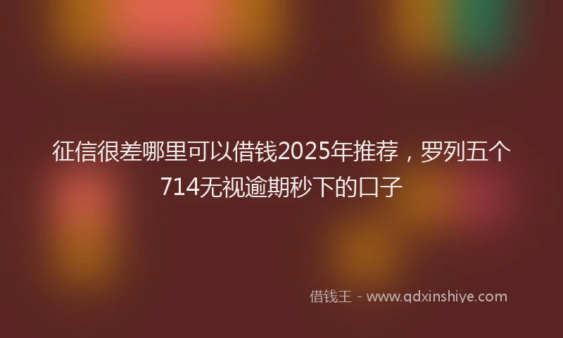 征信很差哪里可以借钱2025年推荐，罗列五个714无视逾期秒下的口子
