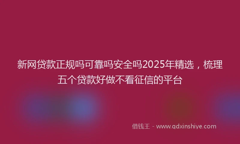 新网贷款正规吗可靠吗安全吗2025年精选，梳理五个贷款好做不看征信的平台