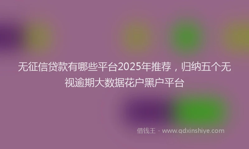 无征信贷款有哪些平台2025年推荐，归纳五个无视逾期大数据花户黑户平台