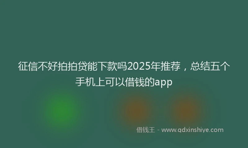 征信不好拍拍贷能下款吗2025年推荐，总结五个手机上可以借钱的app