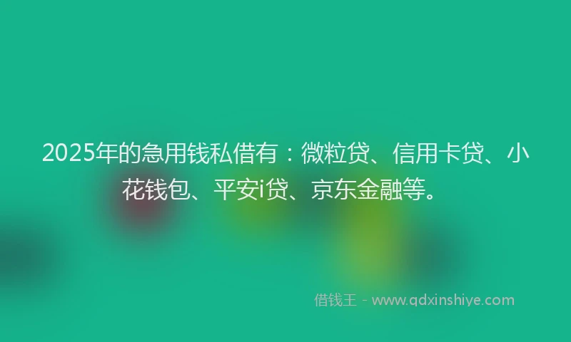 2025年的急用钱私借有：微粒贷、信用卡贷、小花钱包、平安i贷、京东金融等。