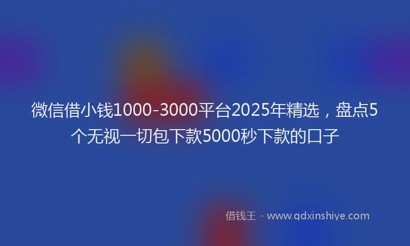 微信借小钱1000-3000平台2025年精选，盘点5个无视一切包下款5000秒下款的口子