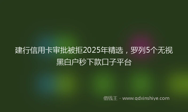 建行信用卡审批被拒2025年精选，罗列5个无视黑白户秒下款口子平台