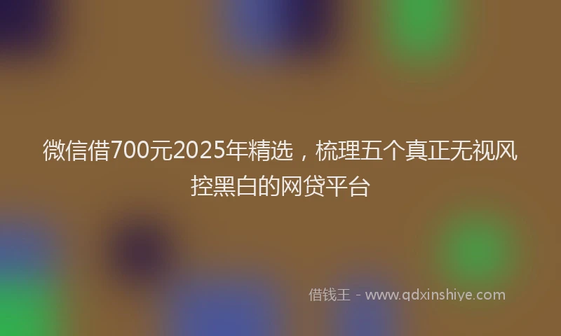 微信借700元2025年精选，梳理五个真正无视风控黑白的网贷平台