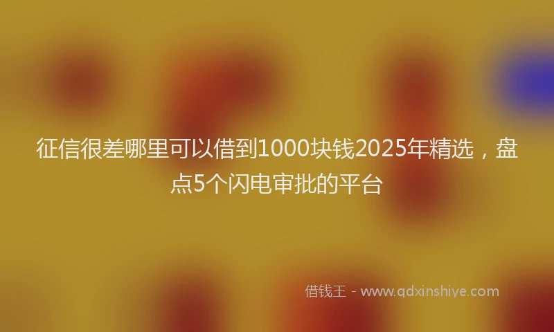 征信很差哪里可以借到1000块钱2025年精选，盘点5个闪电审批的平台