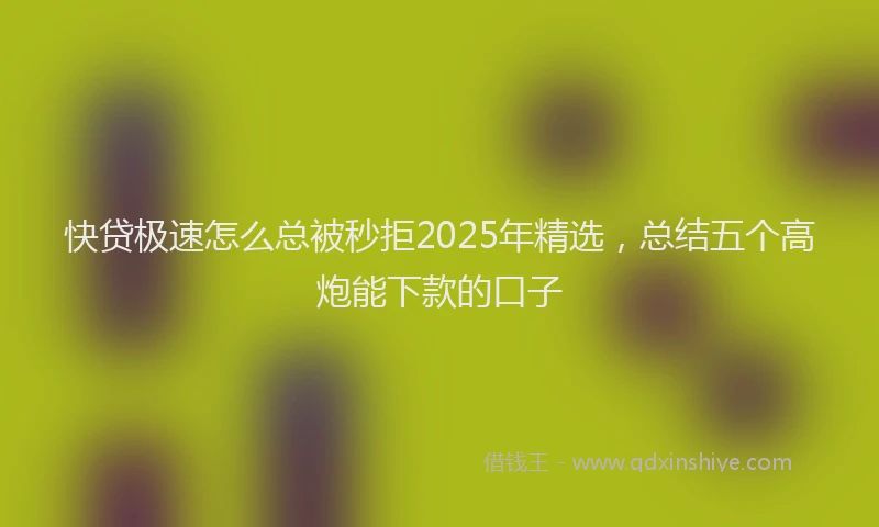 快贷极速怎么总被秒拒2025年精选，总结五个高炮能下款的口子