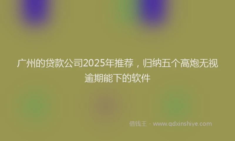 广州的贷款公司2025年推荐，归纳五个高炮无视逾期能下的软件