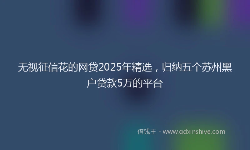 无视征信花的网贷2025年精选，归纳五个苏州黑户贷款5万的平台