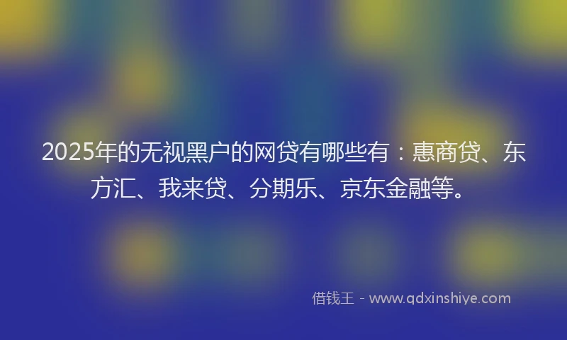 2025年的无视黑户的网贷有哪些有：惠商贷、东方汇、我来贷、分期乐、京东金融等。