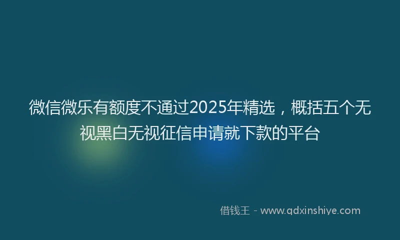 微信微乐有额度不通过2025年精选，概括五个无视黑白无视征信申请就下款的平台