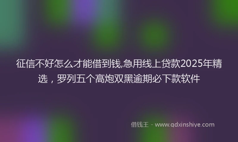 征信不好怎么才能借到钱,急用线上贷款2025年精选，罗列五个高炮双黑逾期必下款软件
